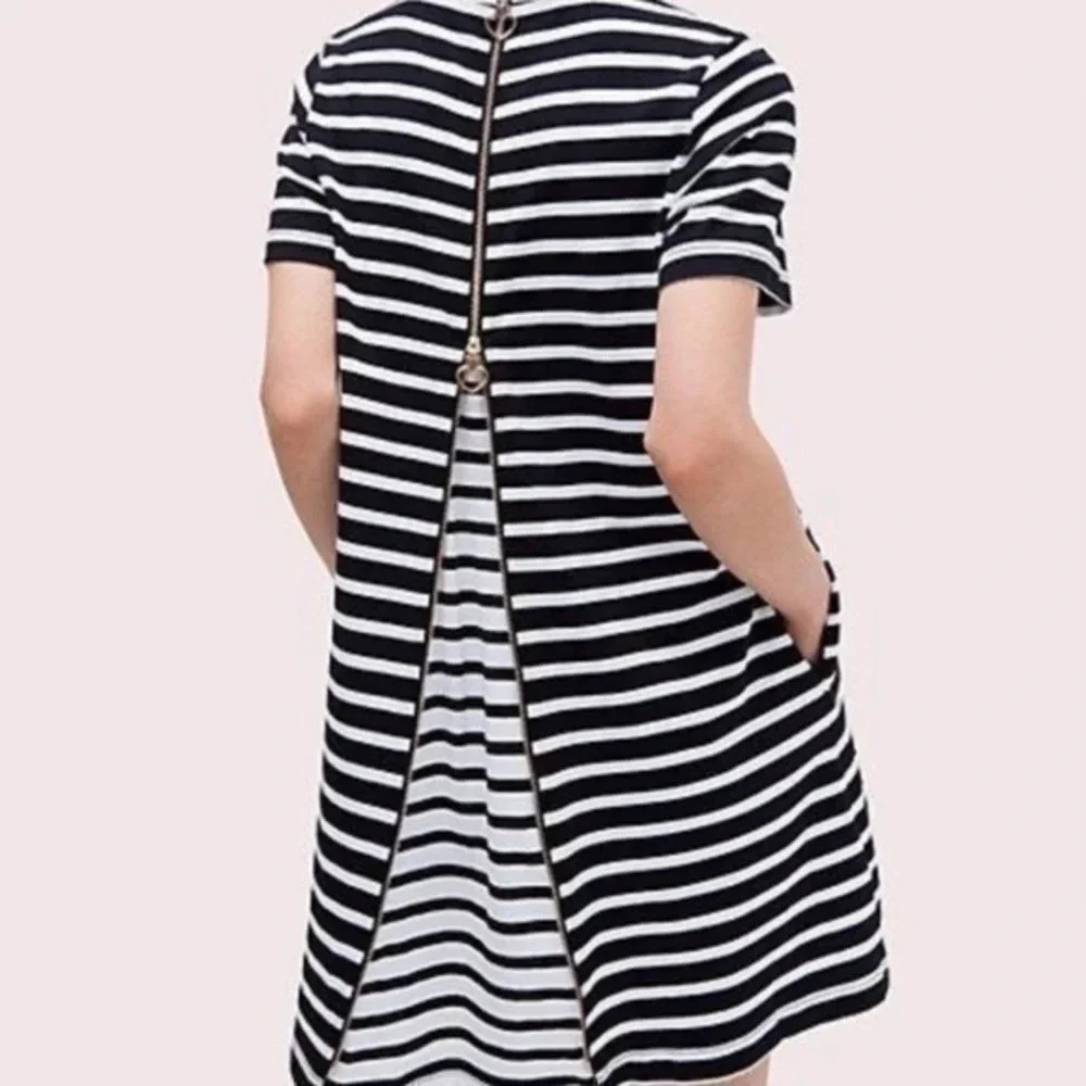 Kate Spade | Dark Navy & White Stripe Weekend Zipper Back Dress Size S Small